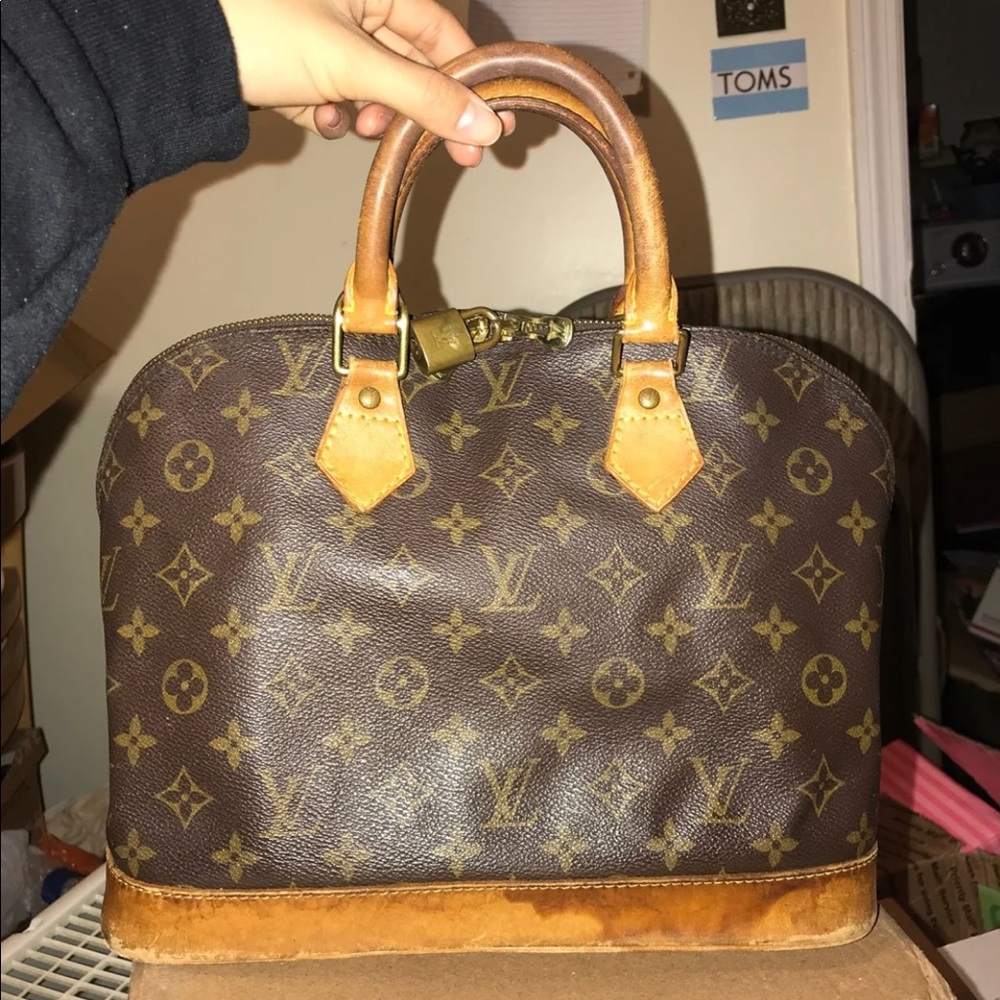 LV monogram canvas leather satchel
